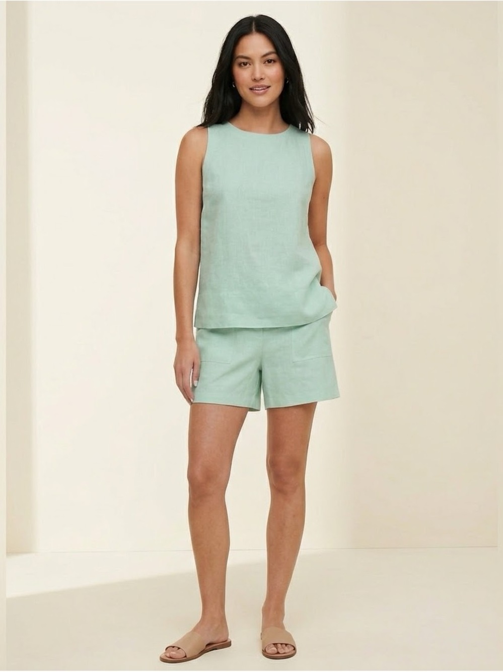 2/24$ Banana Republic Mint Green Linen Blend NWT High-Rise Shorts Size Large
